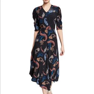 LIKE NEW See by Chloe Paisley Print Midi Dress V Neck Short Sleeves Size 2